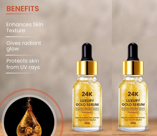 24K Gold Face Serum For Women, improves Dullness Reduces fine lines (30 ml) (Pack Of 2)