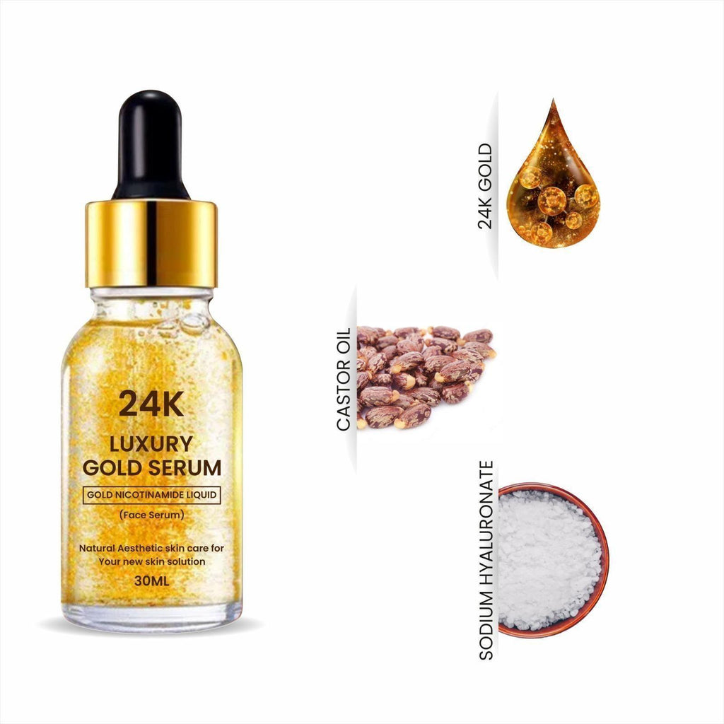 24K Gold Face Serum For Women, improves Dullness Reduces fine lines (30 ml) (Pack Of 2)